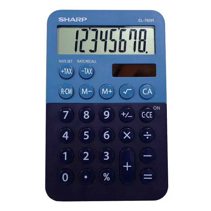 Sharp EL-760RBBL - 8 Digit Desktop Calculator - Blue