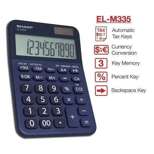 Sharp EL-M335BBL - 10 Digit Extra Large Desktop Calculator - Blue - Image 2