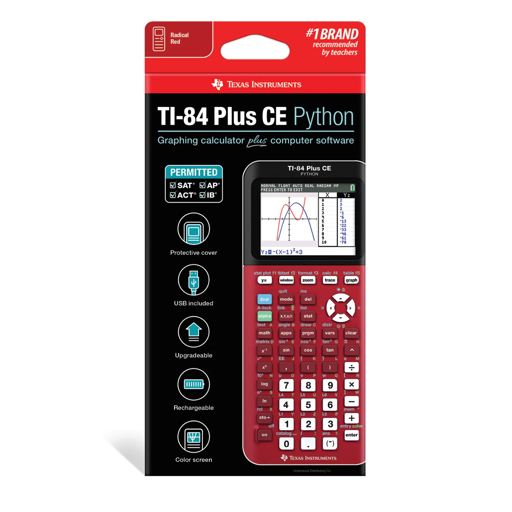 Ti-84 Plus CE Python Graphing Calculator - Radical Red
